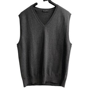Kallspin‎ Sweater Vest XL Gray Wool Cashmere Blend V Neck Preppy Dark Academia
